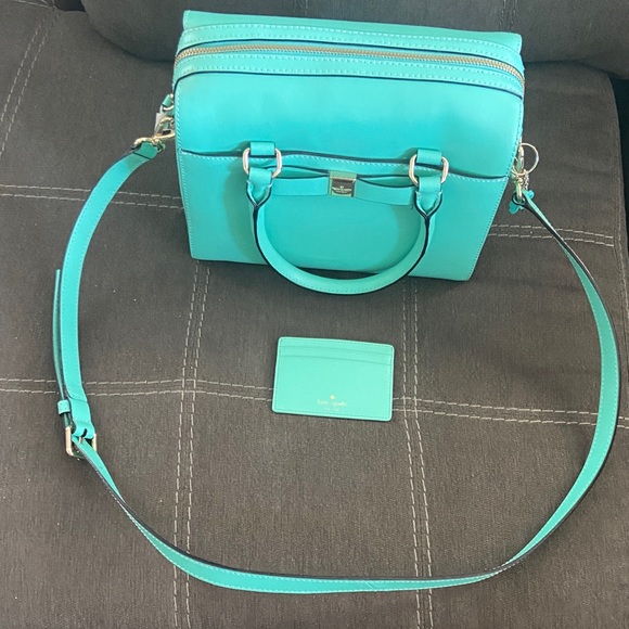 NWOT Kate Spade Tiffany blue colored kate spade crossbody bag and card holder - Picture 1 of 8